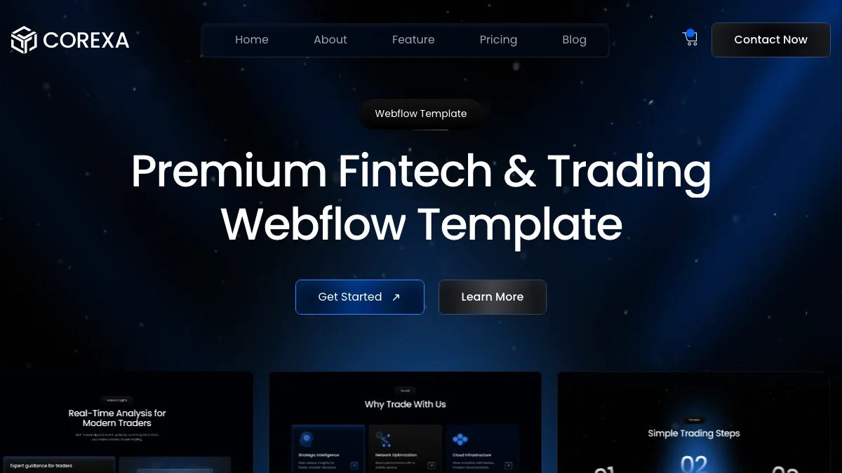 Screenshot of the Corexa theme homepage