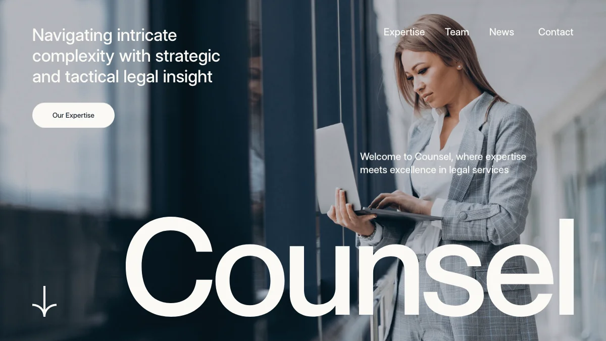 Screenshot of the Counsel theme homepage
