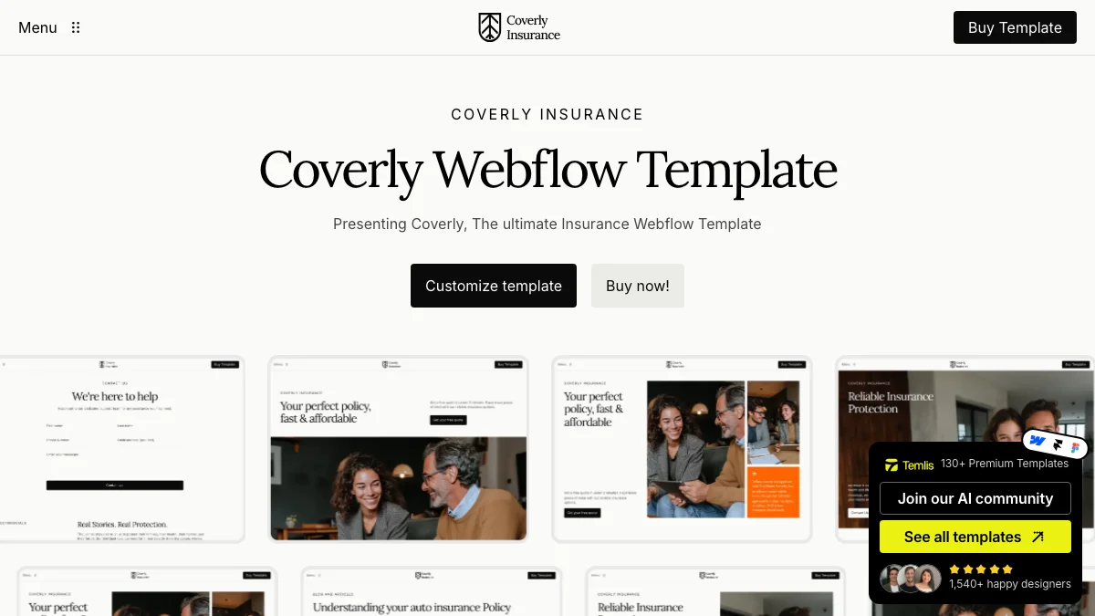 Screenshot of the Coverly theme homepage