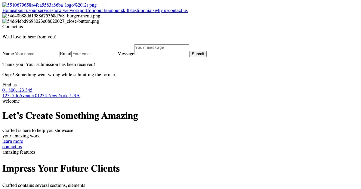 Screenshot of the Crafted theme homepage