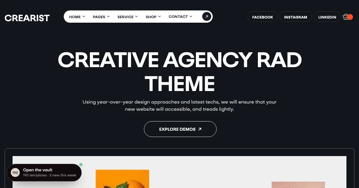 Screenshot of the Crearist theme homepage