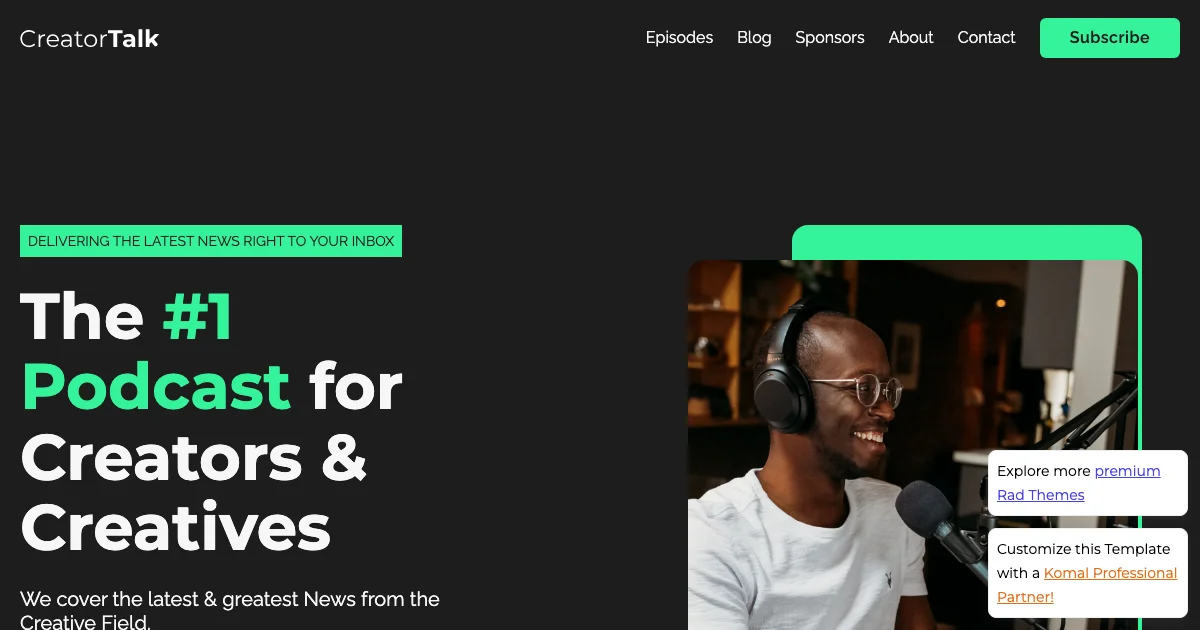Screenshot of the CreatorTalk theme homepage