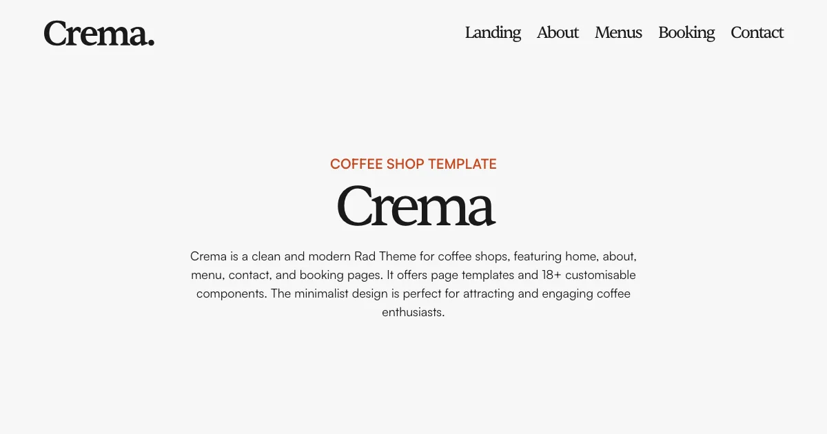 Screenshot of the Crema theme homepage