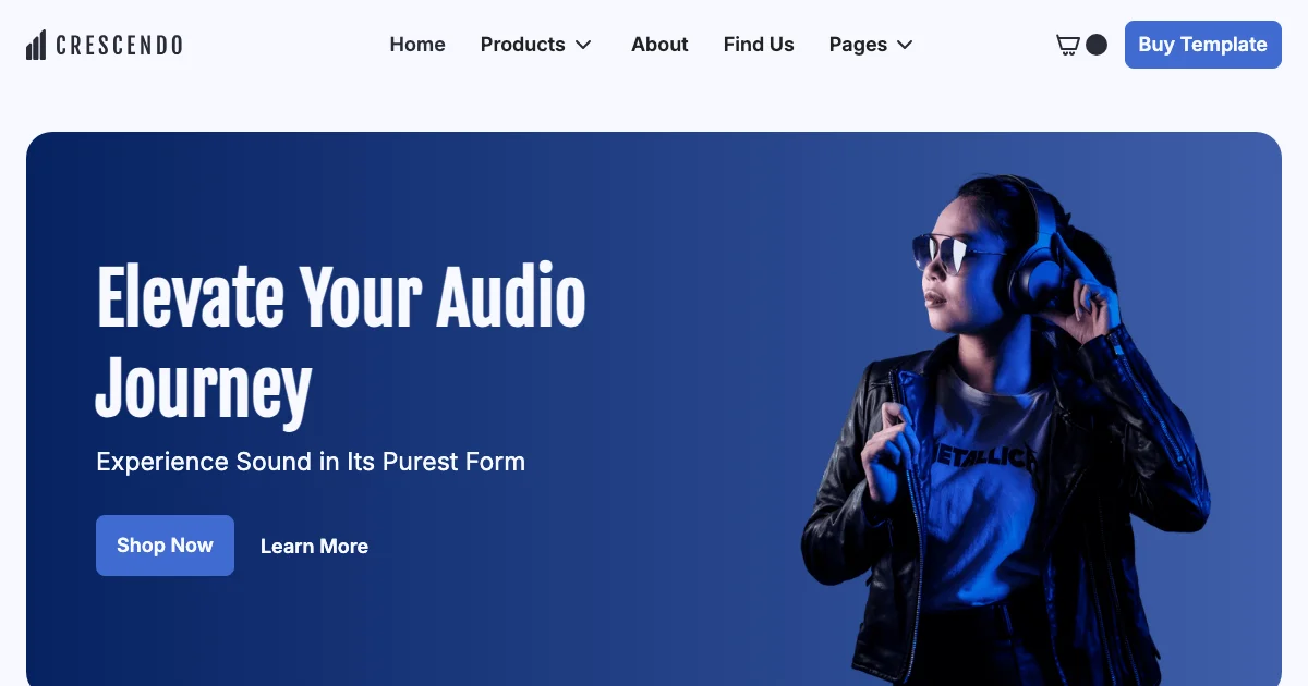 Screenshot of the Crescendo theme homepage