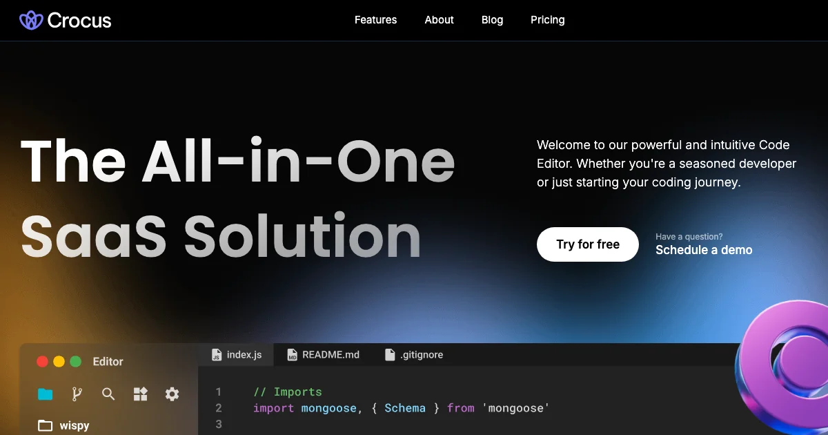 Screenshot of the Crocus theme homepage