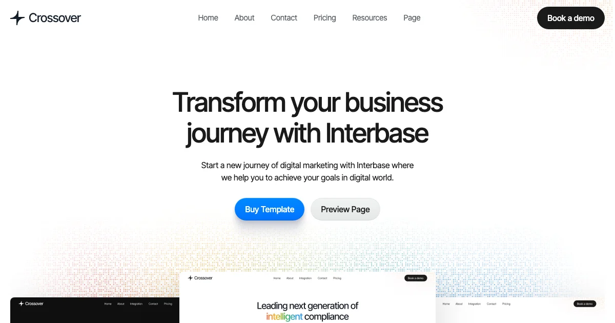 Screenshot of the Crossover theme homepage