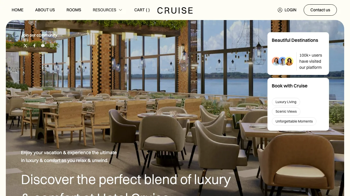 Screenshot of the Cruise theme homepage