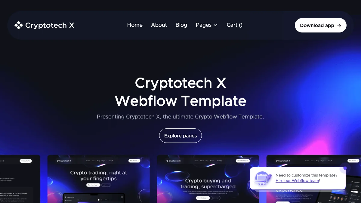 Screenshot of the Cryptotech X theme homepage