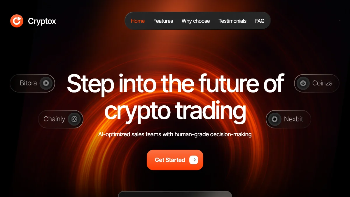 Screenshot of the Cryptox theme homepage