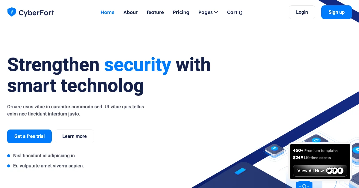 Screenshot of the CyberFort theme homepage
