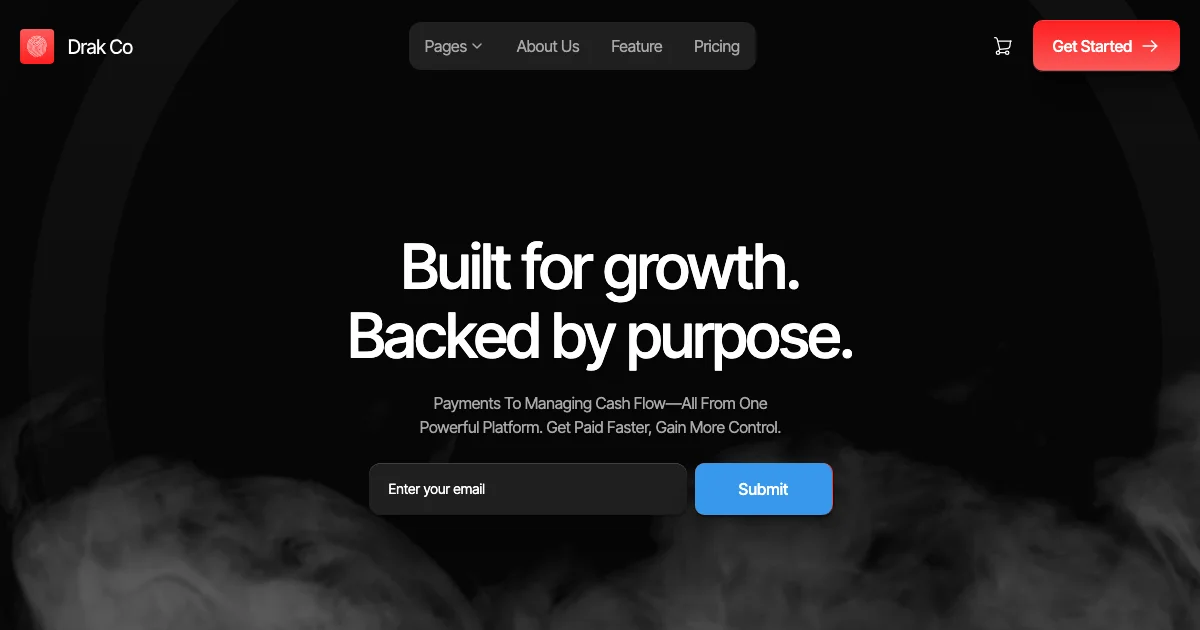 Screenshot of the Dark co theme homepage