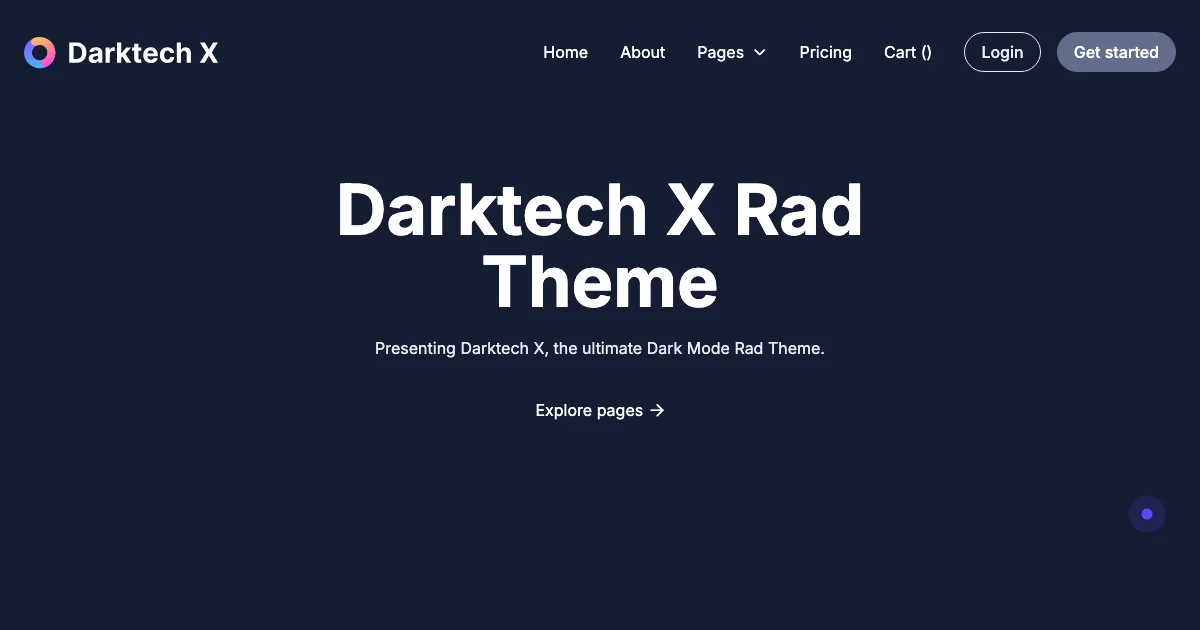 Screenshot of the Darktech X theme homepage