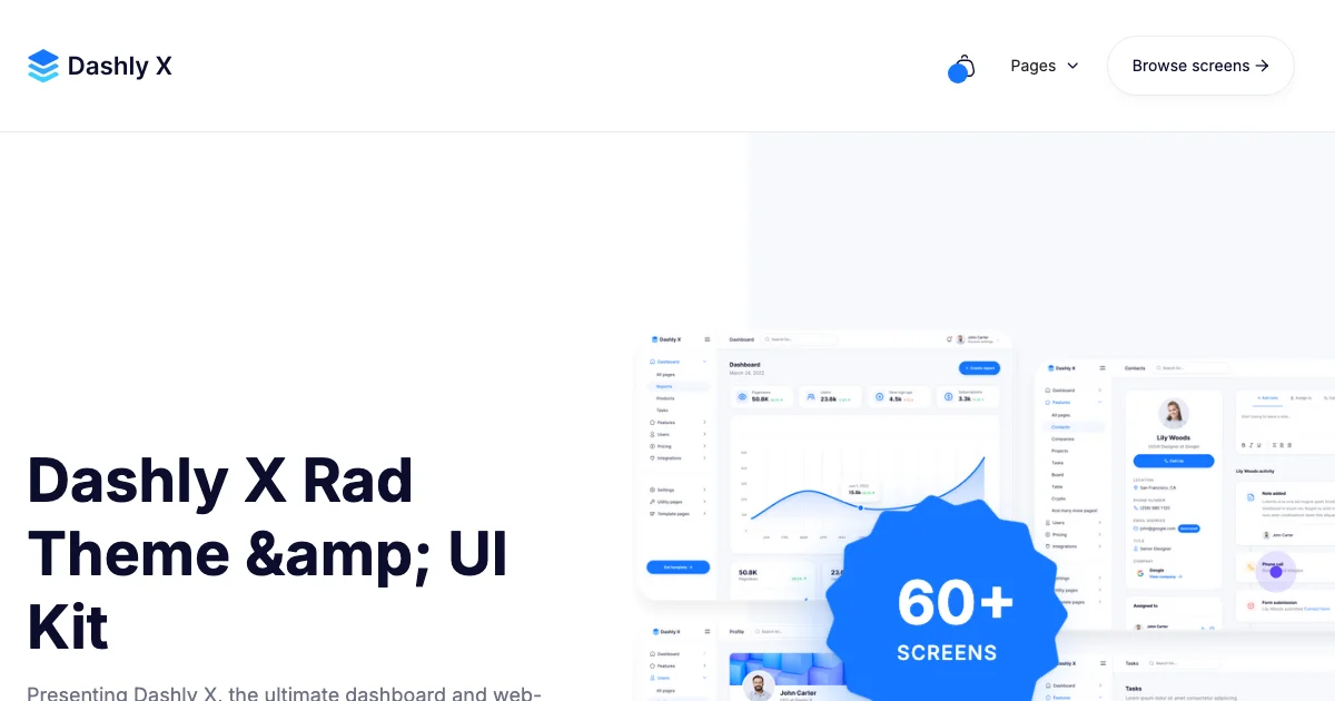 Screenshot of the Dashly X theme homepage