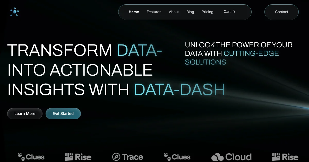 Screenshot of the DataDash theme homepage