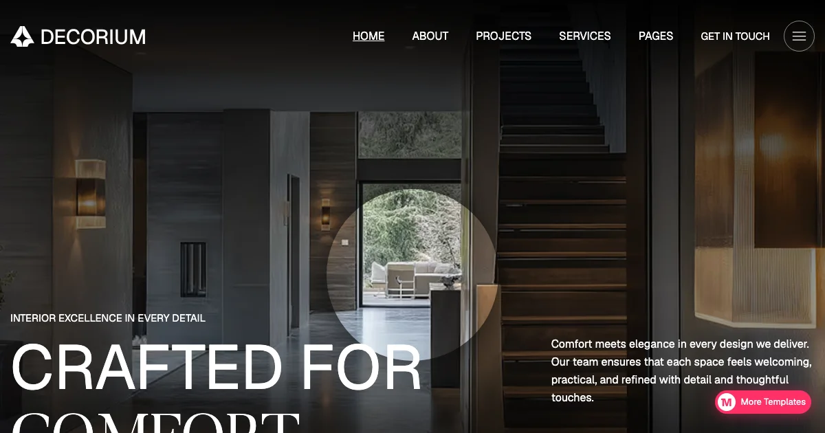 Screenshot of the Decorium theme homepage
