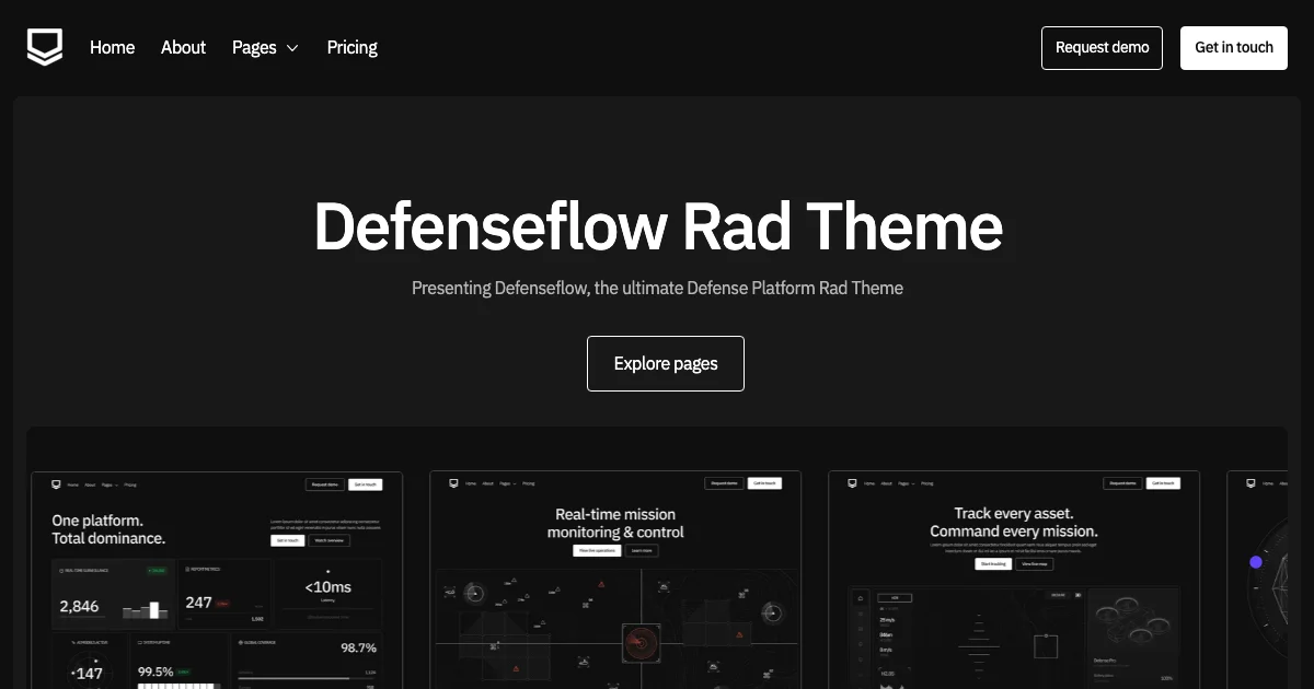 Screenshot of the Defenseflow theme homepage