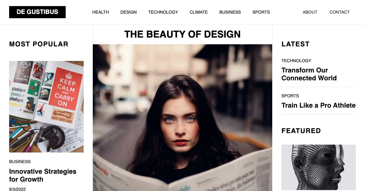 Screenshot of the Degustibus theme homepage
