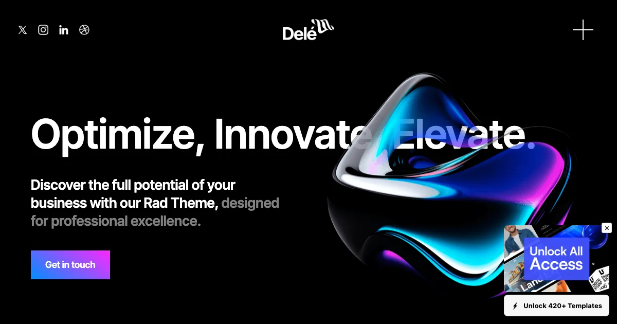Screenshot of the Dele theme homepage