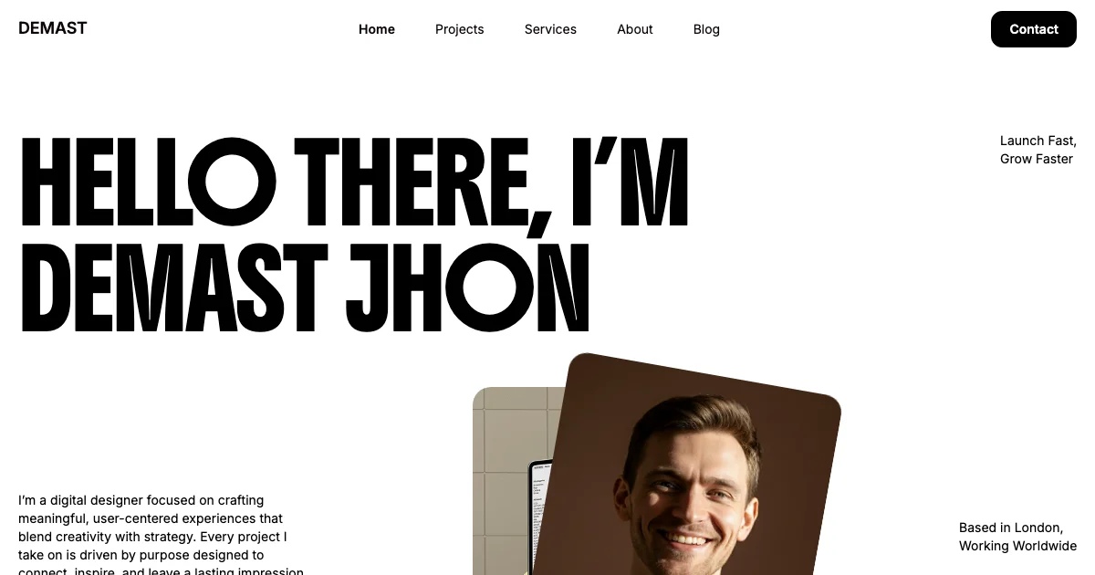 Screenshot of the Demast theme homepage