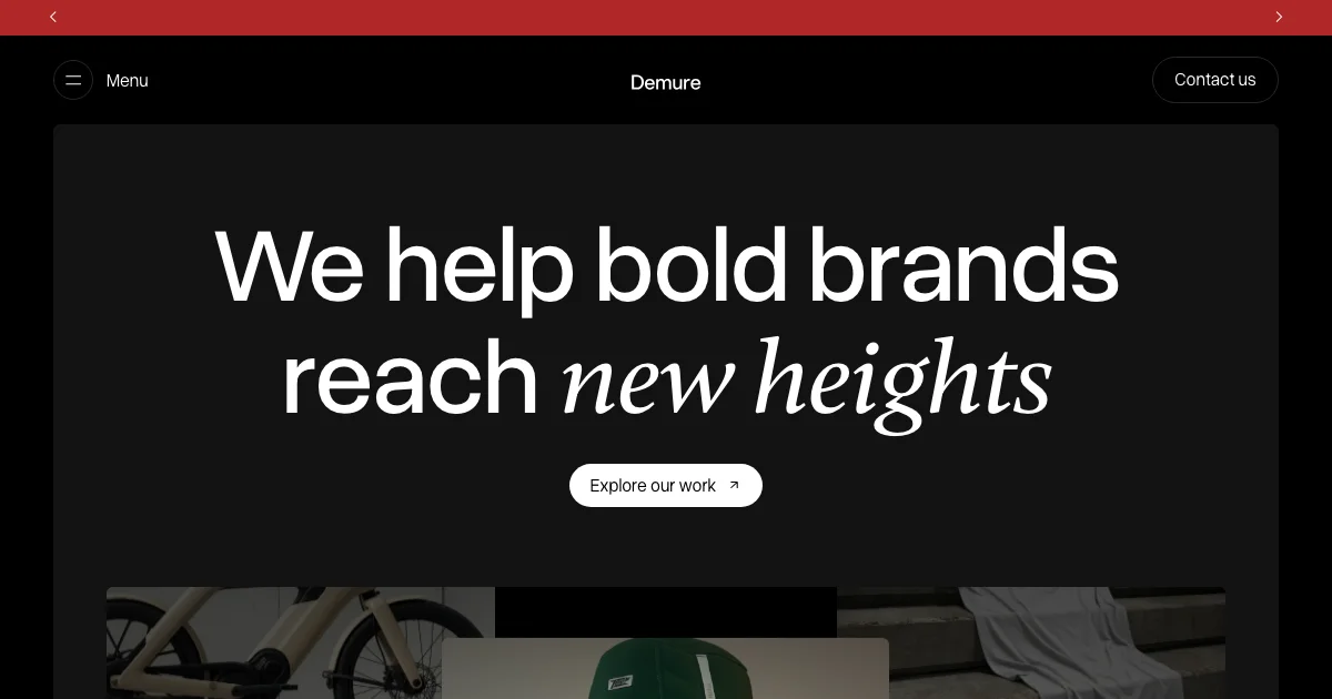 Screenshot of the Demure Studio theme homepage