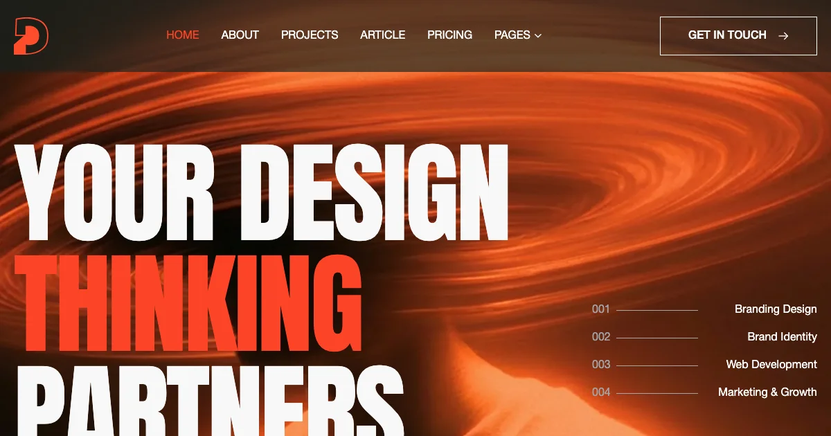 Screenshot of the Dency Studio theme homepage