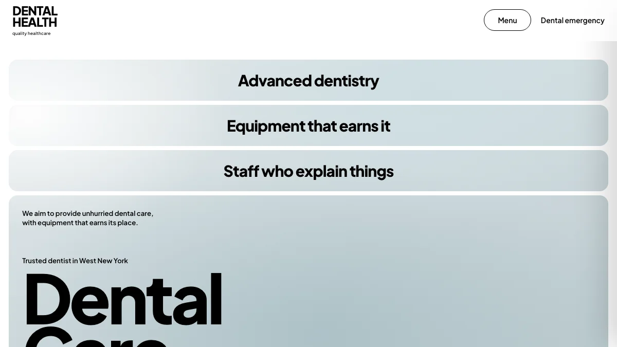 Screenshot of the Dental Health theme homepage