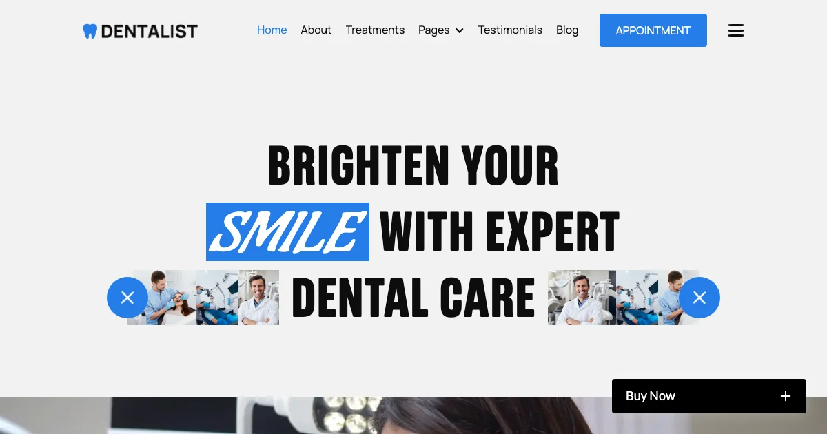 Screenshot of the Dentalist theme homepage