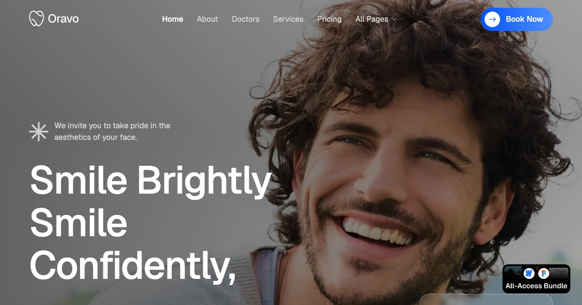 Screenshot of the Oravo theme homepage