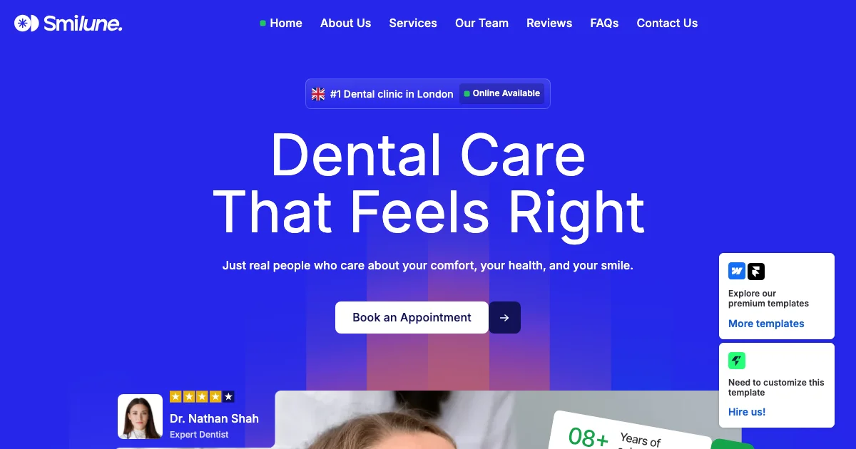 Screenshot of the Smilune theme homepage
