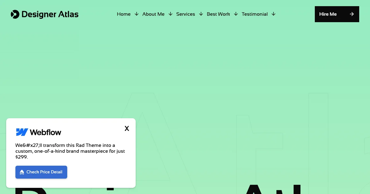 Screenshot of the DesignerAtlas theme homepage