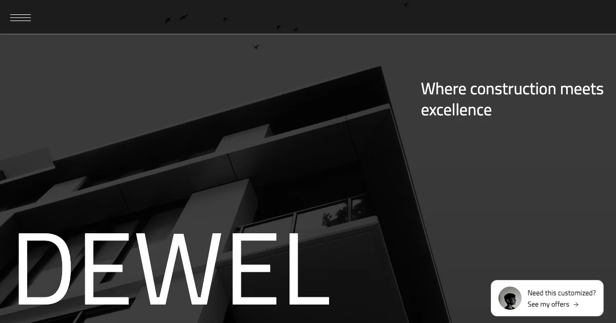 Screenshot of the Dewel theme homepage