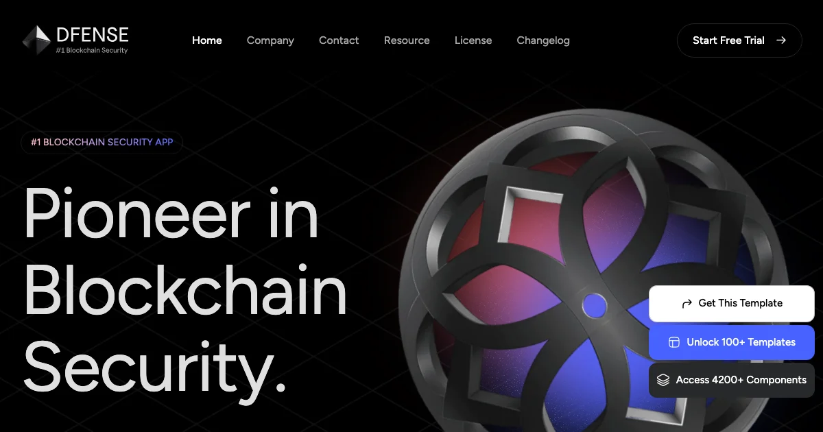 Screenshot of the Dfense theme homepage