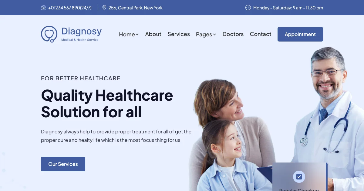 Screenshot of the Diagonsy theme homepage