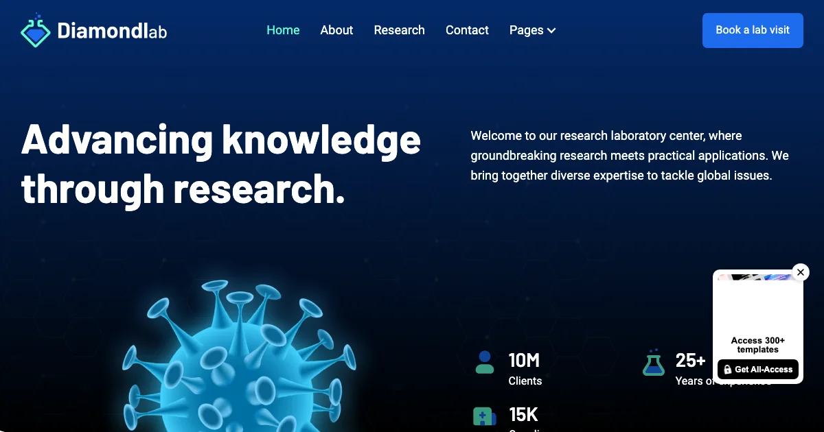 Screenshot of the DiamondLab theme homepage