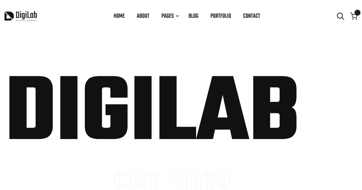 Screenshot of the Digilab theme homepage