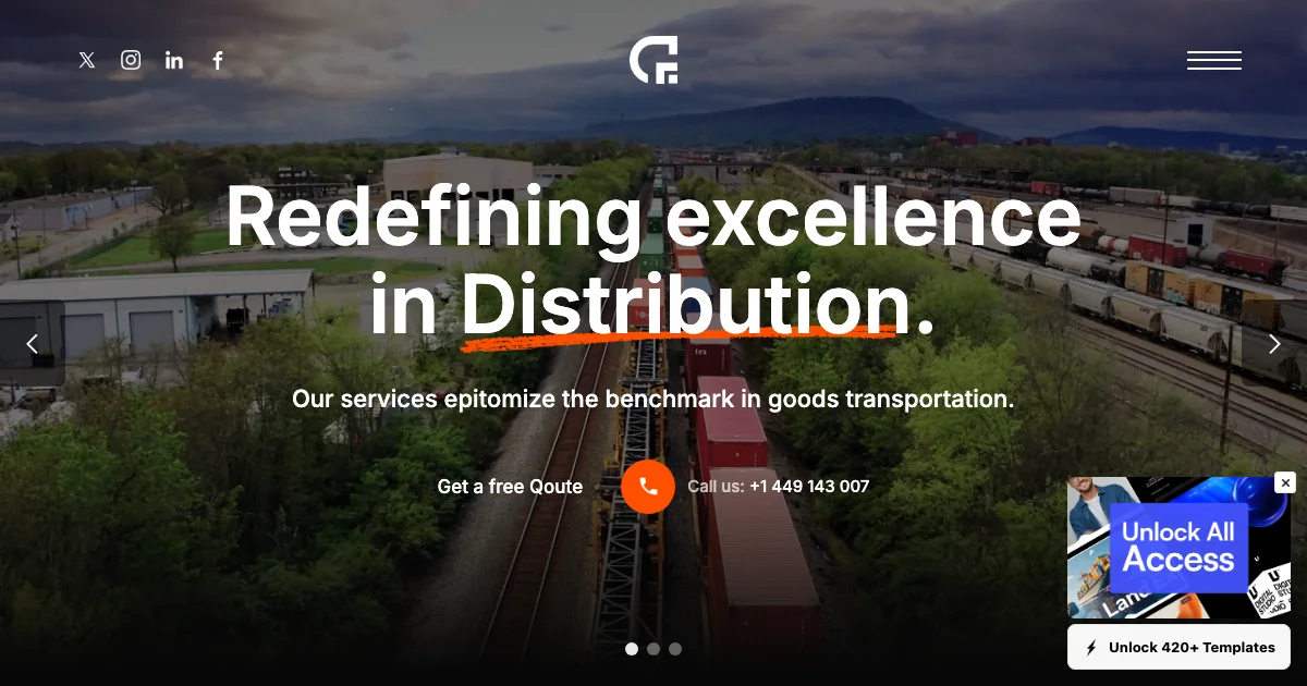 Screenshot of the Distribution theme homepage