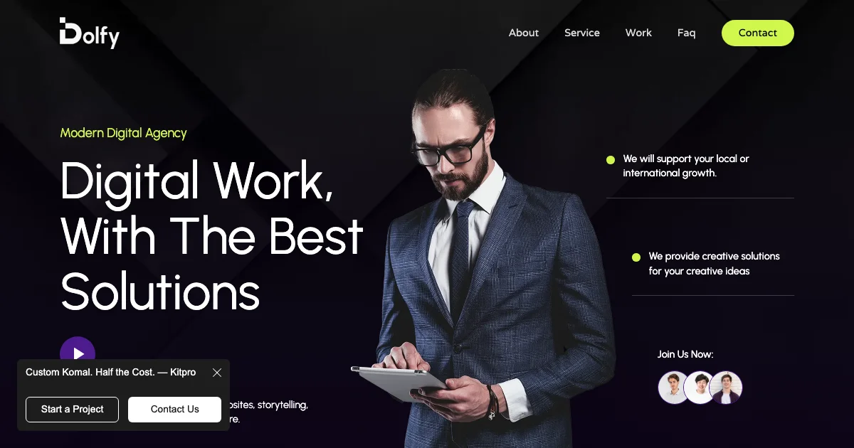 Screenshot of the Dolfy theme homepage