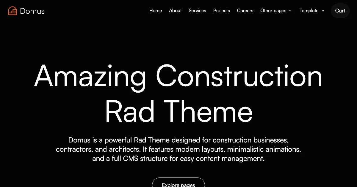 Screenshot of the Domus theme homepage