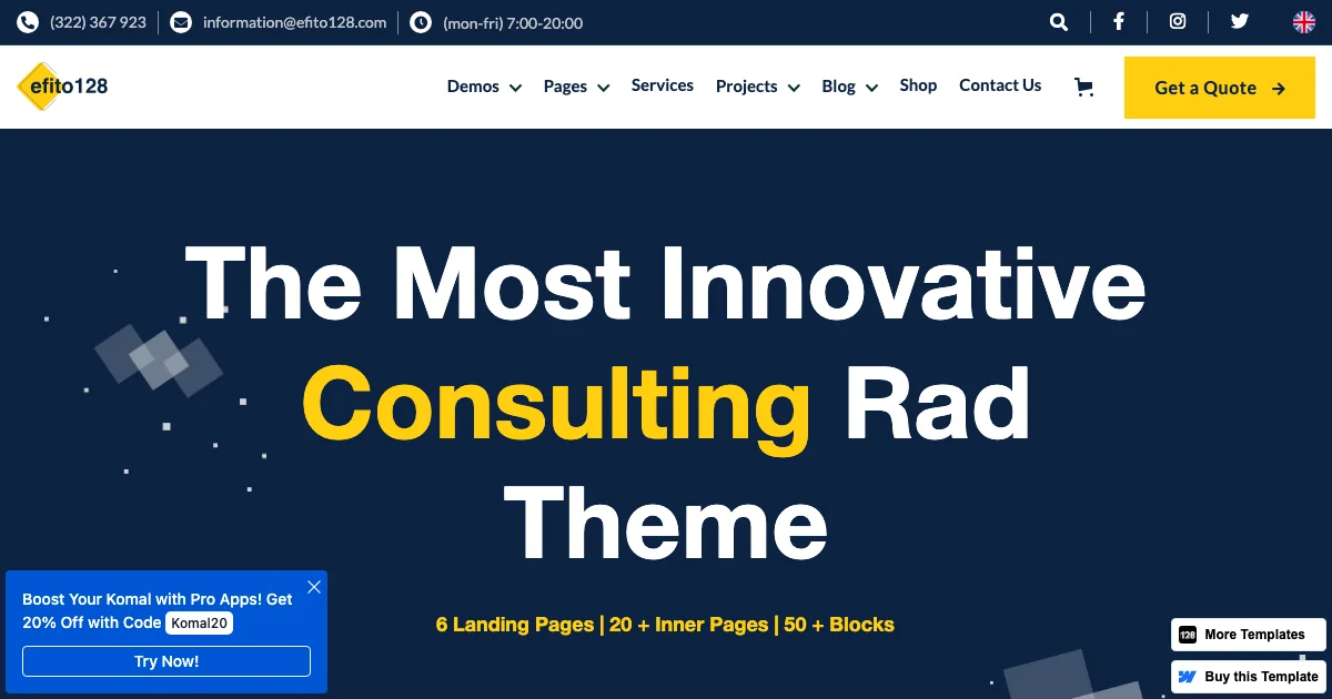Screenshot of the Efito 128 theme homepage
