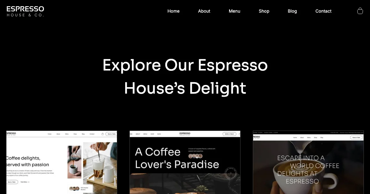 Screenshot of the Espresso theme homepage
