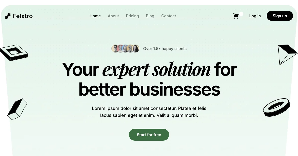 Screenshot of the Felxtro theme homepage