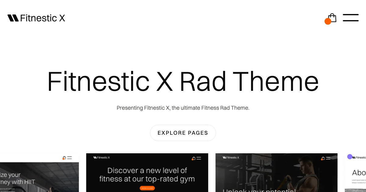 Screenshot of the Fitnestic X theme homepage