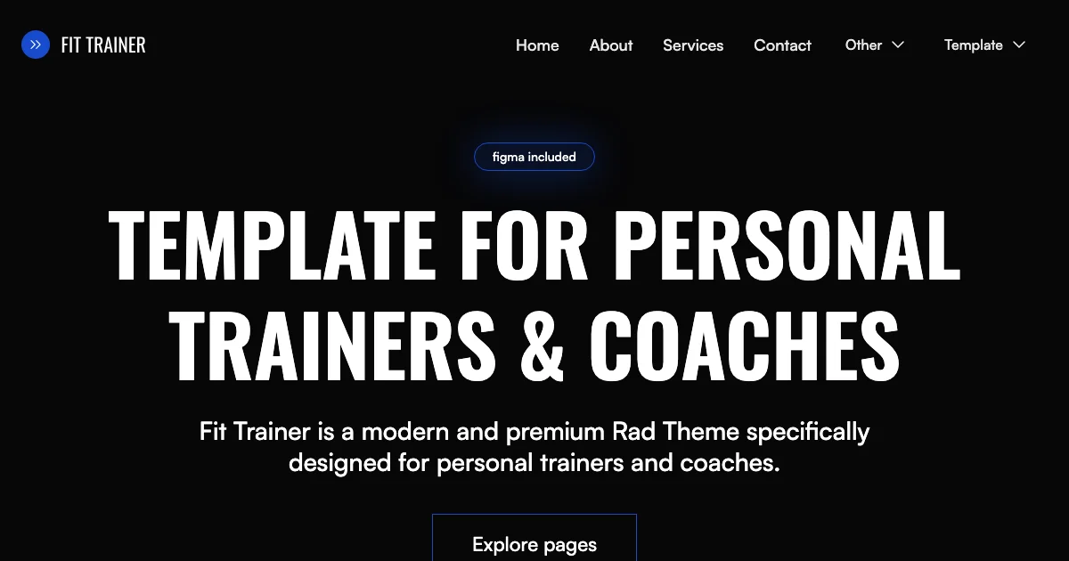 Screenshot of the Fit Trainer theme homepage