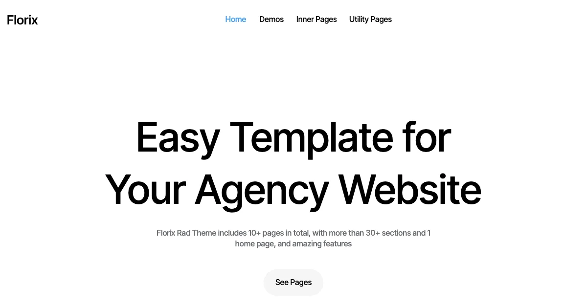 Screenshot of the Florix theme homepage