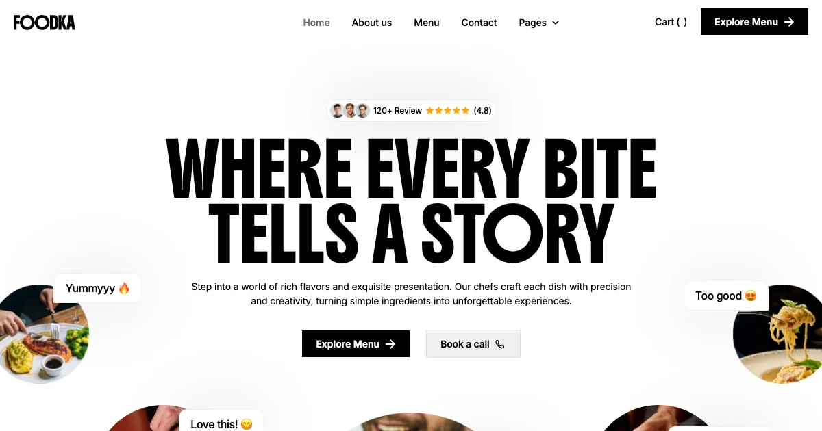Screenshot of the Fodka theme homepage