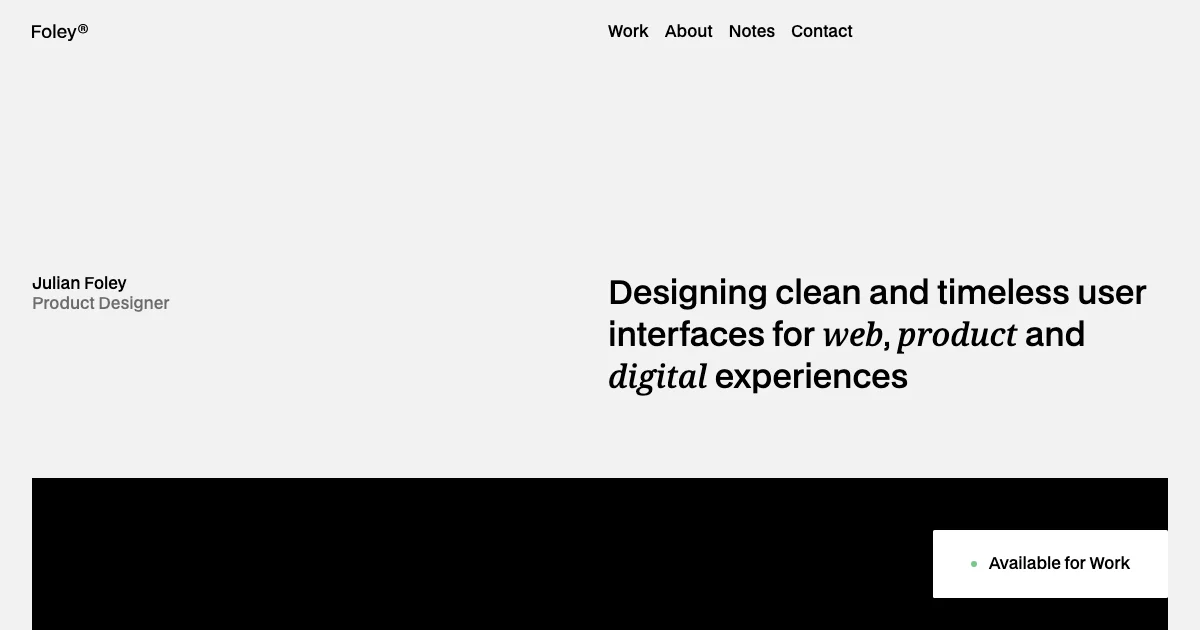 Screenshot of the Foley theme homepage