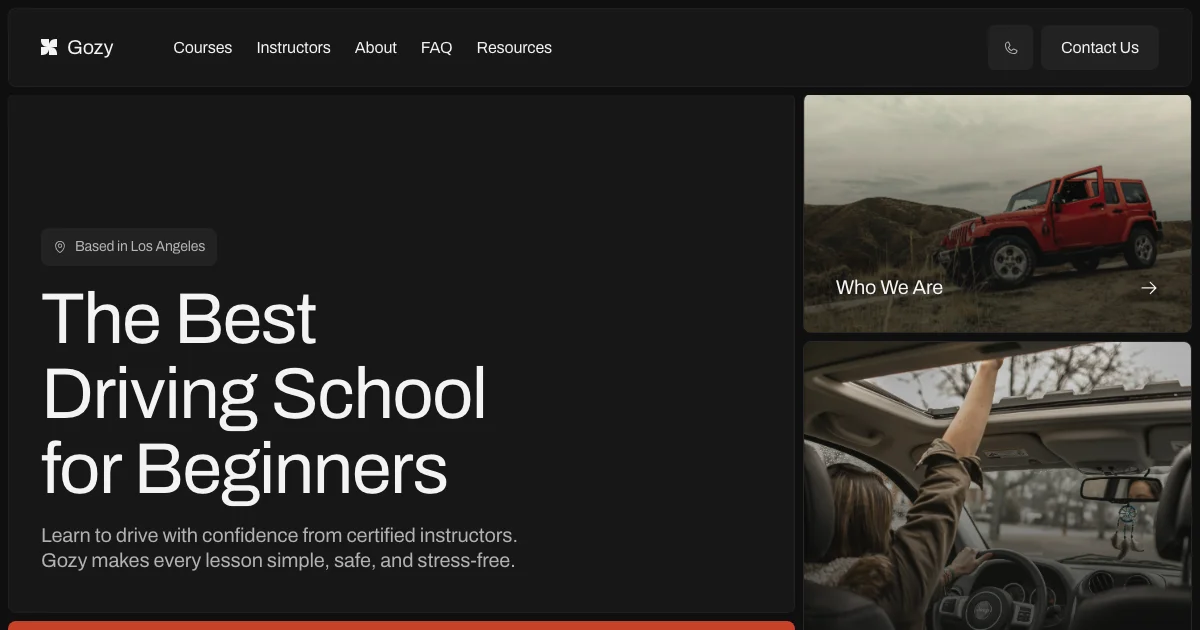 Screenshot of the Gozy theme homepage