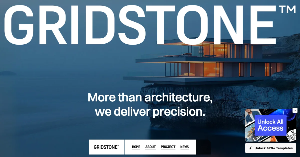 Screenshot of the Gridstone theme homepage