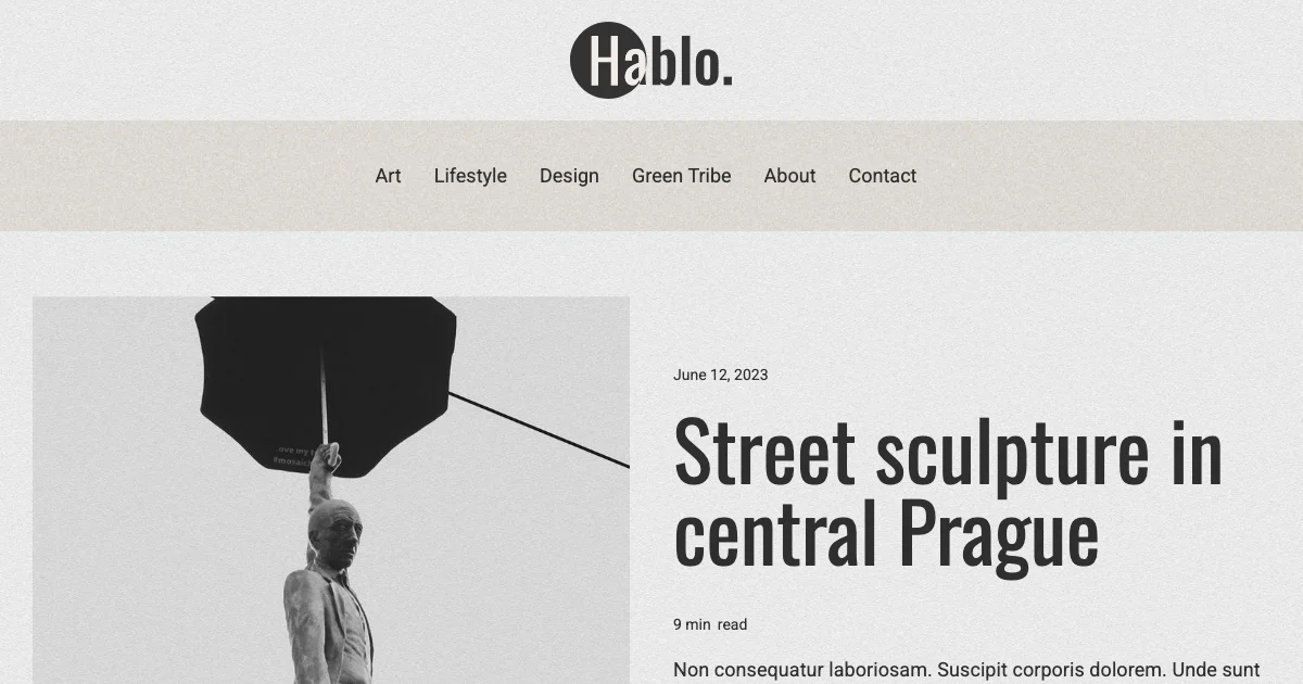 Screenshot of the Hablo theme homepage
