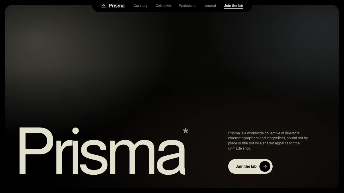 Screenshot of the Prisma theme homepage